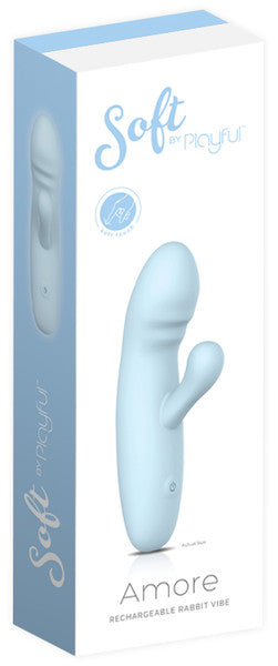 Soft By Playful Amore Rechargeable Rabbit Vibrator Blue - ClubX